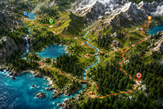 design cartography trekking adventure route camping navigation wayfinding maps