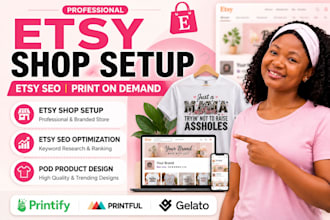 setup etsy shop, etsy print on demand store and etsy SEO