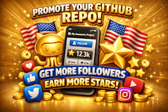 promote github repository to get followers star repo in usa with social media