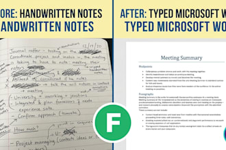 accurately retype the hand written notes, PDF, or images to word