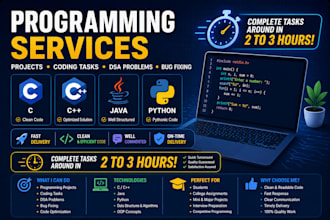 do programming projects and coding tasks in python java cpp