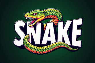design eye catchy snake mascot logo with express delivery