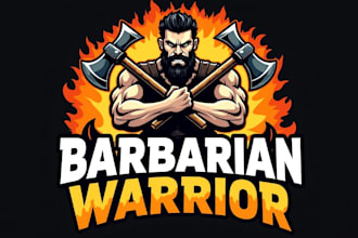 design outstanding barbarian warrior mascot logo for you