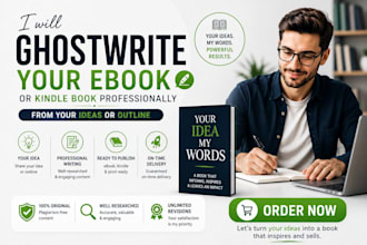 ghostwrite your ebook or kindle book professionally from your ideas or outline