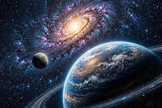 create realistic sci fi planet artwork