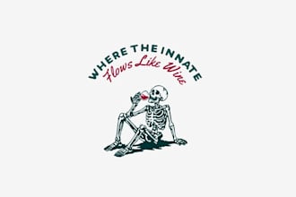 design skeleton drinking wine logo
