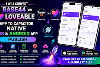 covert base44 or loveable app to capacitor native IOS and android app publish