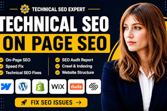 technical seo audit on page for webflow squarespace wordpress shopify wix duda