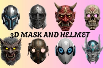 design 3d mask 3d helmet 3d cosplay mask amor 3d custom mask print and paint