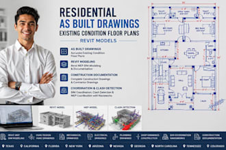 create residential as built drawings, existing condition floor plans revit model