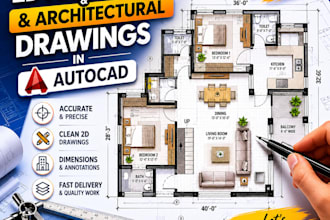 design professional 2d floor plan and architectural drawings in autocad