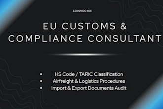 be your eu customs and logistic, trade compliance consultant