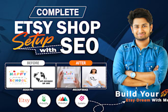 create etsy shop, etsy shop setup with SEO listings