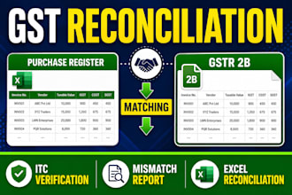do gst reconciliation in excel for gstr 2b and purchase reg