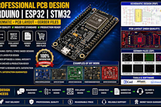design pcb for arduino esp32 or stm32 with schematic and gerber files