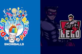create modern unique super hero and ice cream logo for you
