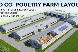 design 3d cgi poultry farm layout chicken broiler layer house livestock shed