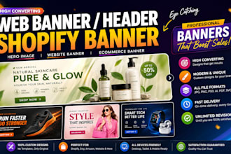 design website banner, shopify, etsy, google website banners, ads, sliders