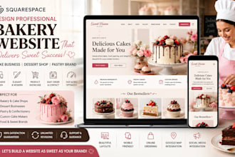 design squarespace bakery website cake business dessert shop pastry brand
