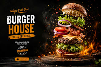 design eye catching burger ads food posters and restaurant social media posts