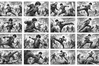 create action storyboard for movies games and trailers