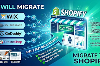 migrate godaddy, prestashop, wix, squarespace to shopify transfer domain