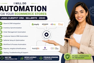 do automation for shopify amazon ebay etsy store using hubspotcrm sellbrite zoho