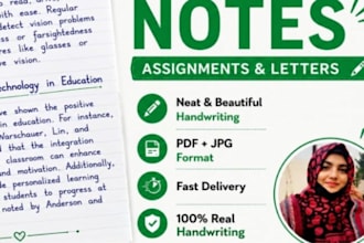 write neat handwritten notes assignments and letters in PDF