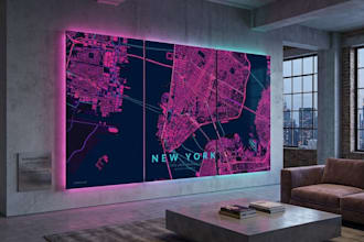 create a custom neon city map art print for any city