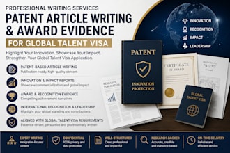 write patent articles and do award evidence for global talent visa