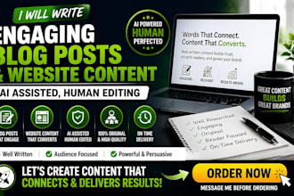 write ai assisted seo articles, blogs, website content, human editing