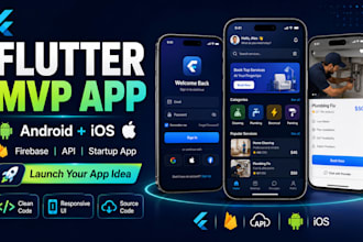 develop flutter mvp app with firebase for android and ios