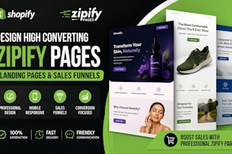 design a professional shopify zipify landing page and sales funnel