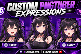 design custom pngtuber expressions for twitch vtuber and youtube streamers