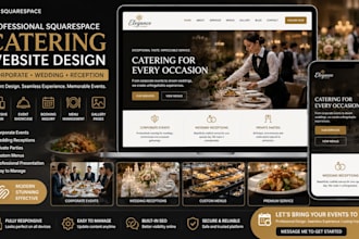 design squarespace catering website corporate dress wedding reception platform