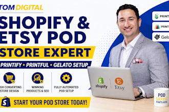 build shopify print on demand store etsy pod printify printful setup fast
