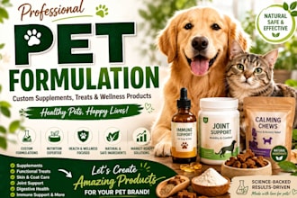 formulate custom pet supplements, treats, and wellness products