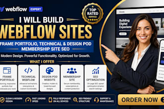 build frame portfolio with technical and design pod webflow membership site seo