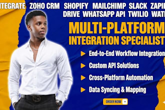 integrate zoho crm shopify mailchimp slack zapier drive whatsapp API twilio wati