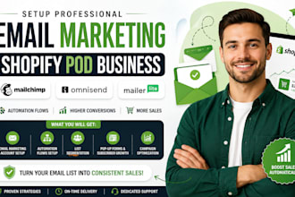 setup email marketing shopify pod business mailchimp omnisend  mailerlite flow