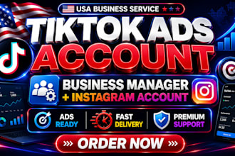 set up usa tiktok ads account, business manager, instagram and tiktok account