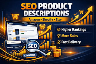 create SEO product descriptions for amazon shopify etsy