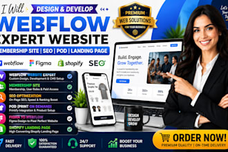 design develop webflow expert membership site SEO pod figma shopify landing page