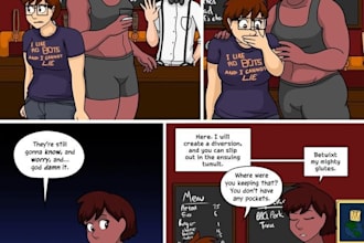 draw furry comic illustration anthropomorphic character according to your script