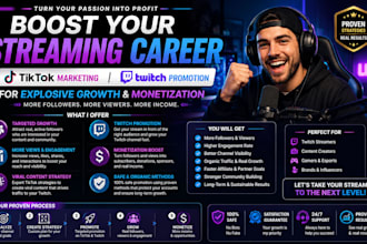 do tiktok marketing, and twitch promotion for monetization to gain live viewer
