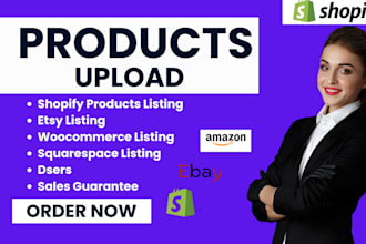add, upload product to shopify, woocommerce, esty, amazon or ebay with SEO