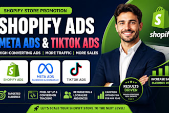 setup shopify ads, meta ads, tiktok ads shopify promotion