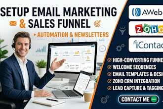 setup email marketing automation sales funnel newsletter in aweber icontact zoho