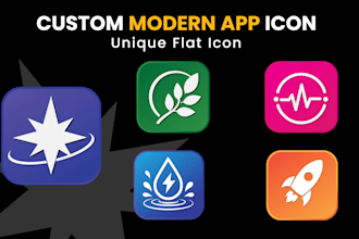 design custom flat app icons, modern icons, and brand icons
