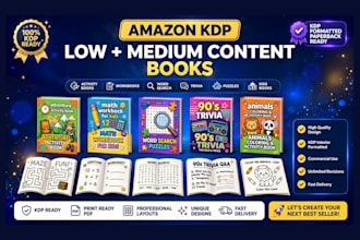 create low content workbook, low content activity book and kids chapters